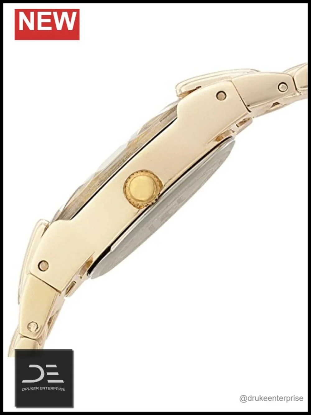 Gold-Tone Oval Faceted Crystal Bracelet Watch